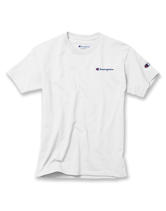 Champion Cotton Script Logo - Poikien Valkoinen T-Paita - Suomi 4758601-WS